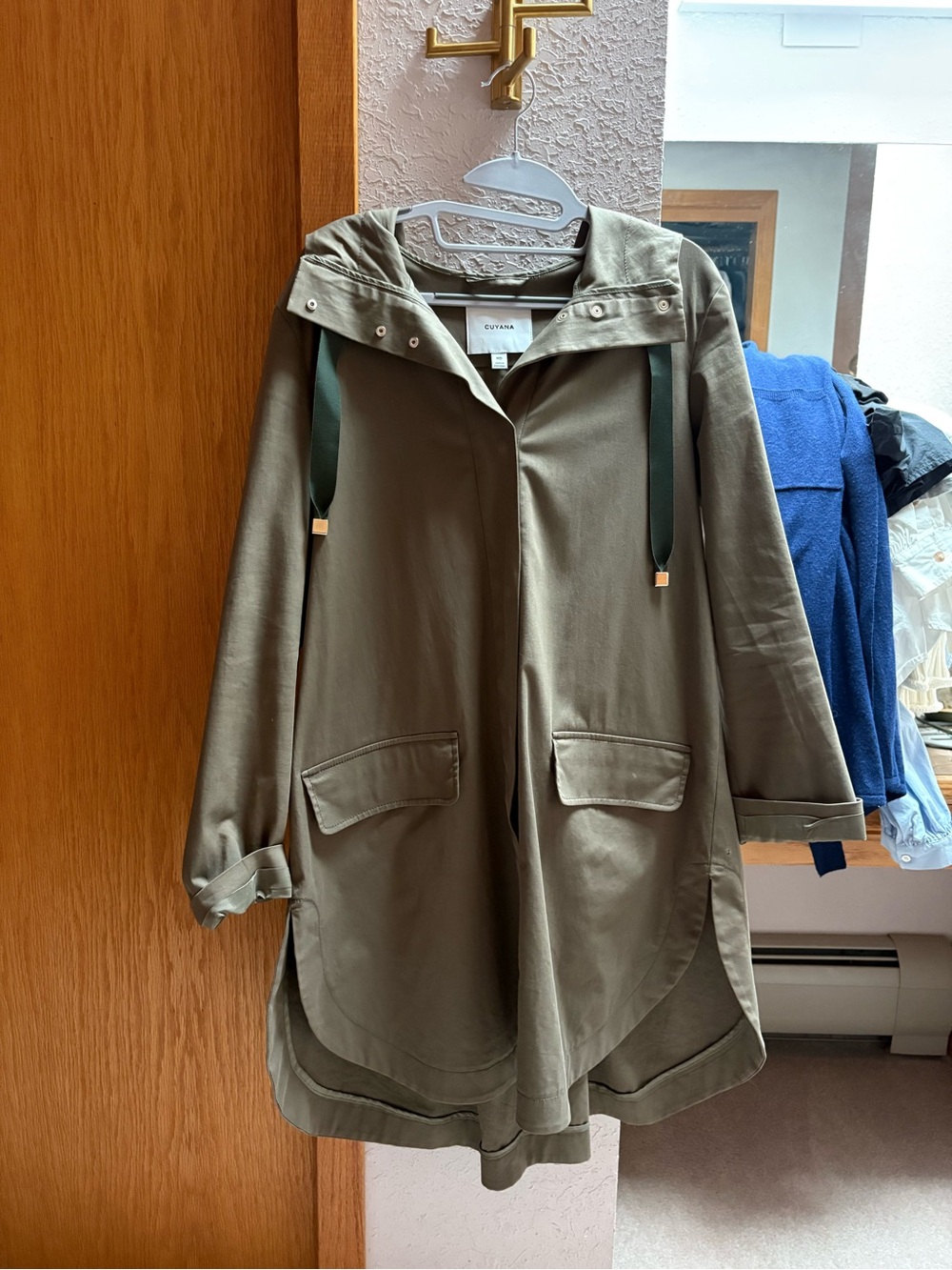 Cuyana Olive Green Hooded Trench Coat